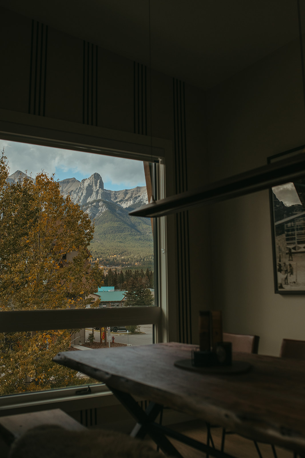 Mountain view from inside a WeekAway home in Canmore